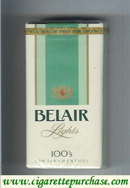 Belair Lights 100s Menthol cigarettes low tar
